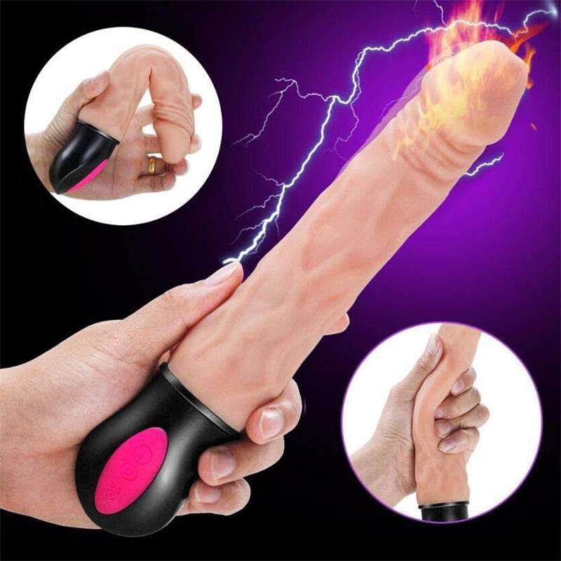 Vibration Auto Heat Dildo Realistic Veined G Spot Clitoris USB Charging Vibrator 12 Mode